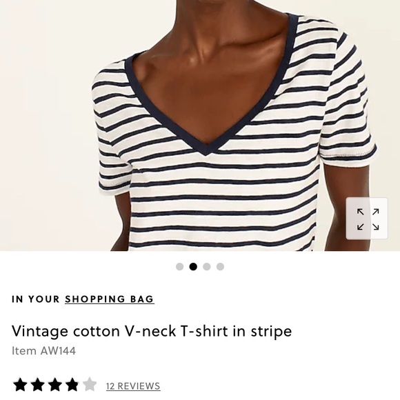 J. Crew Vintage Cotton V-neck t-shirt in stripe - Picture 4 of 5